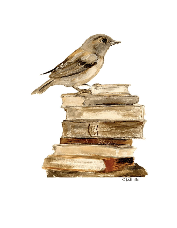 book stack bird sticker