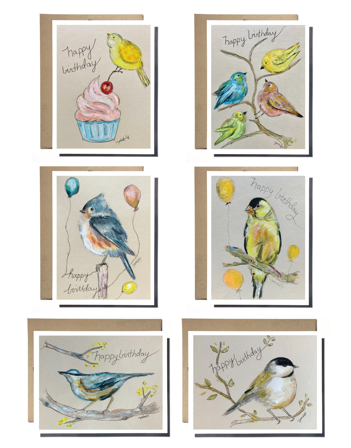 birthday birds greeting card boxed set