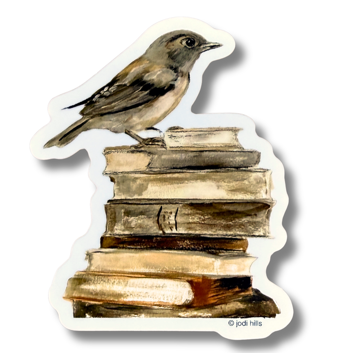 book stack bird sticker