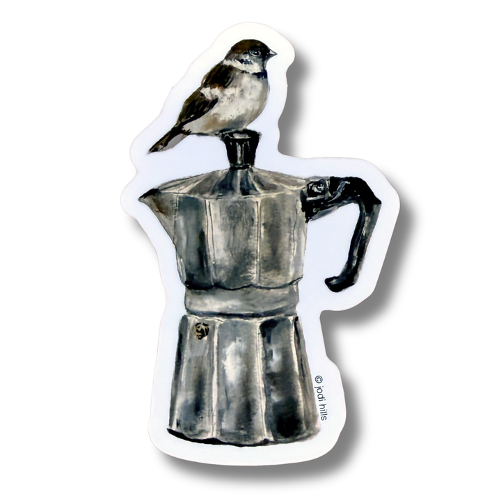 coffee bird sticker