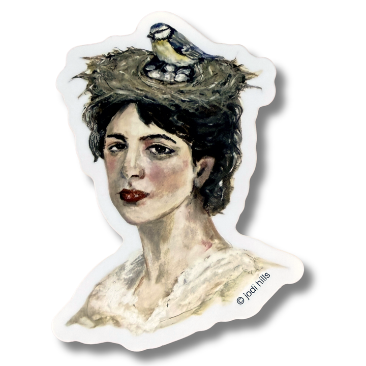 bird brain woman sticker