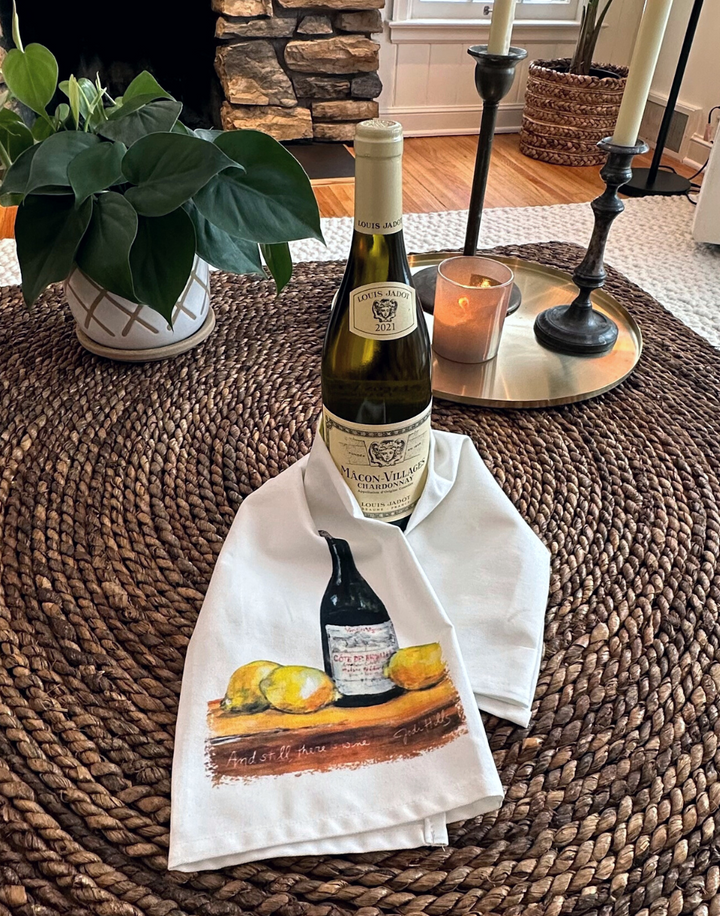 and still, there is wine tea towel