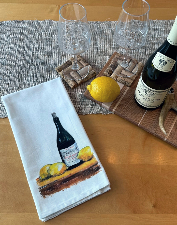and still, there is wine tea towel