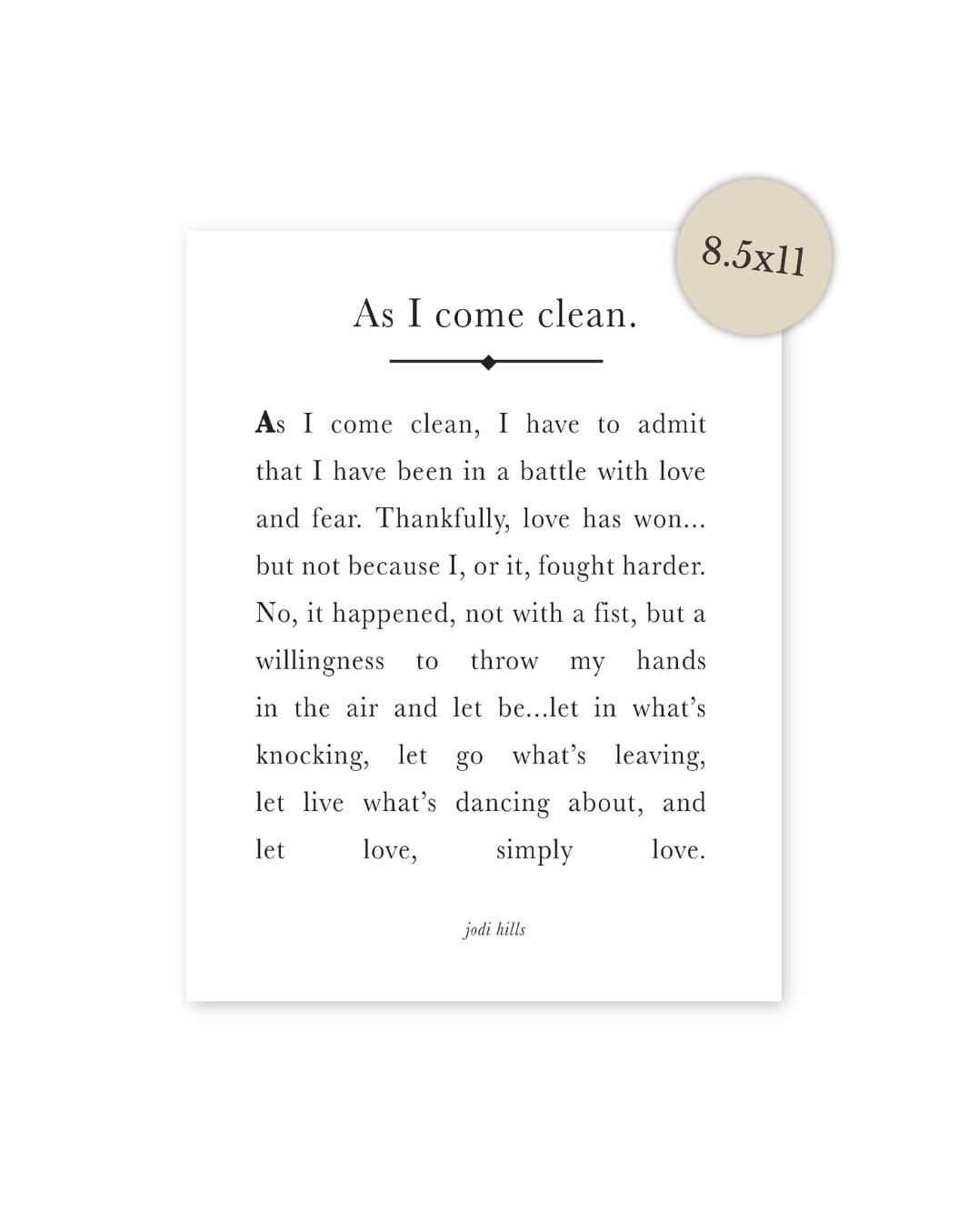 as i come clean - printable