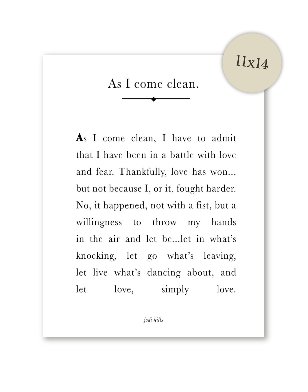 as i come clean - printable