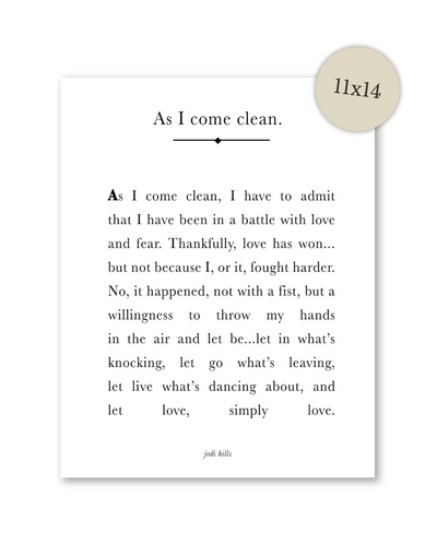 as i come clean - printable
