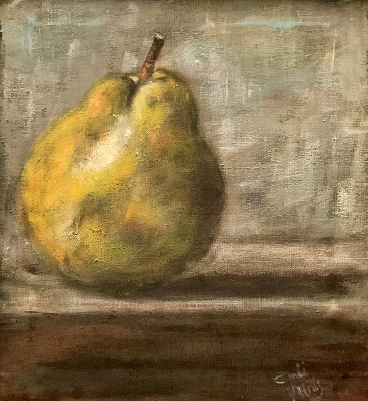 Pear on table